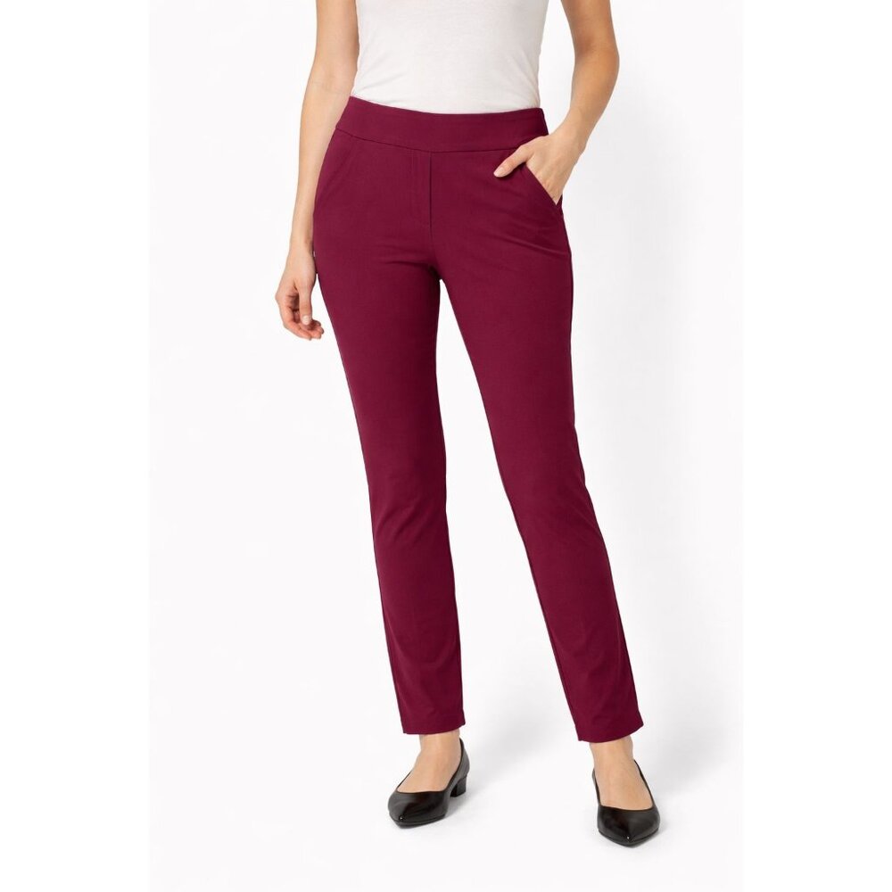 NWT Dalia Women’s Pull-on Ponte Pant, Mid-Rise Narrow Leg, Size S, Ruby - Picture 1 of 14